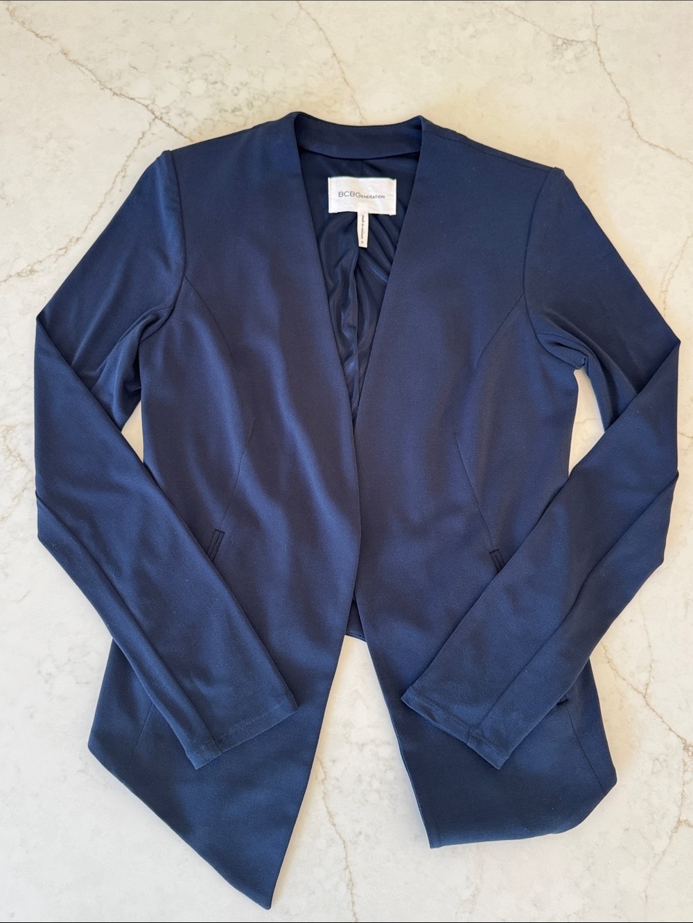 BCBGMaxAzria Navy Open-Front Tailored Blazer